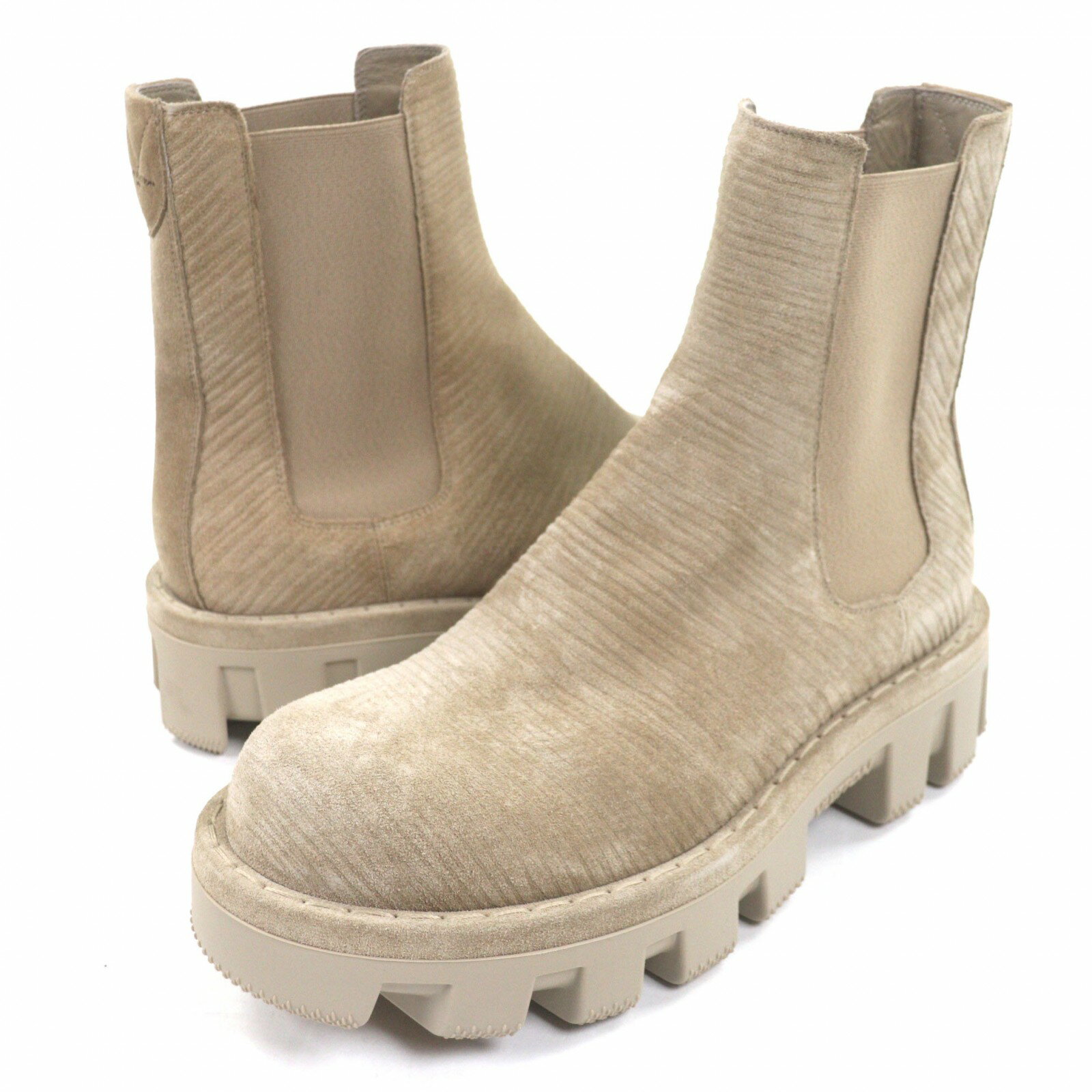 Rakuten - 未使用品▼LOUIS VUITTON ルイヴィトン 1AD9S5 チェッカー チェルシーブーツ スウェードレザー ブーツ ベージュ 7 保存袋付き イタリア製 メンズ【中古】