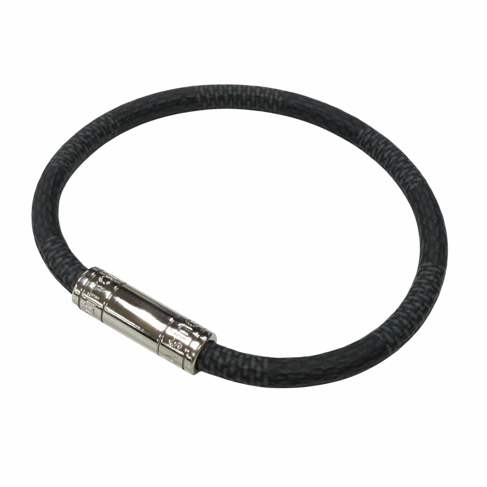 乐天商城 - 美品▼LOUIS VUITTON ルイヴィトン M6609E ダミエグラフィット ブラスレ キープイット バングル ブレスレット ブラック シルバー スペイン製 メンズ【中古】