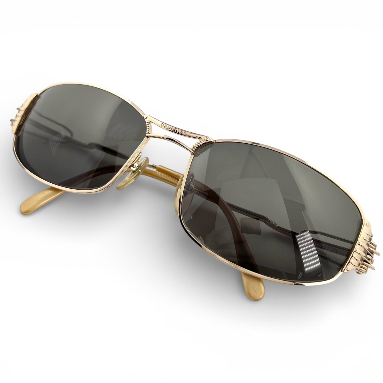 JEAN-PAUL Gaultier - 美品▲JEAN-PAUL GAULTIER ジャンポールゴルチエ ヴィンテージ 56-6103 バネテンプル サングラス ゴールド 日本製 レディース【中古】