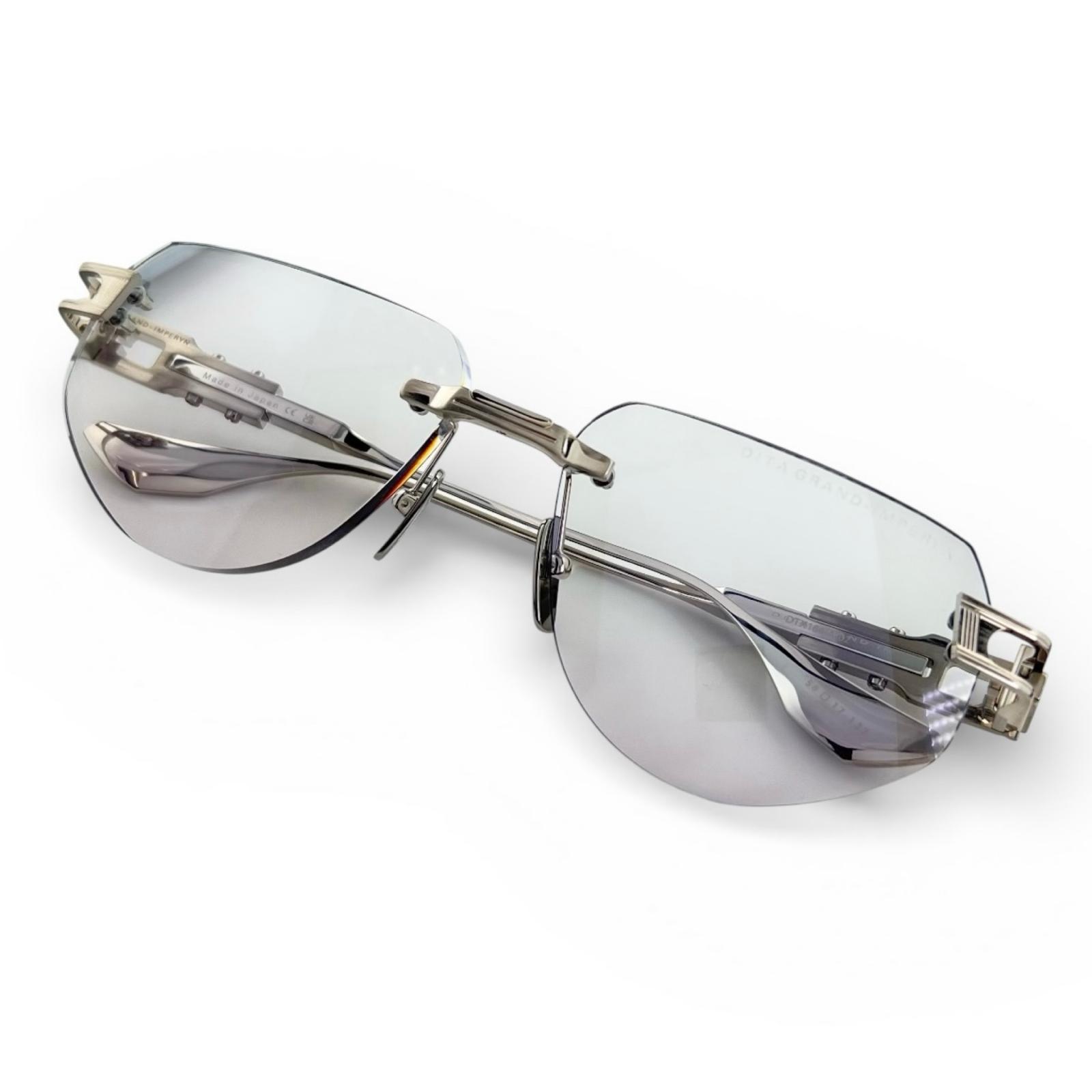 Other - 極美品▲DITA ディータ DTX164 GRAND IMPERYN ツーポイント リムレス サングラス シルバー クリアブルー 56⬜︎17 137 デモレンズ 日本製 メンズ 【中古】