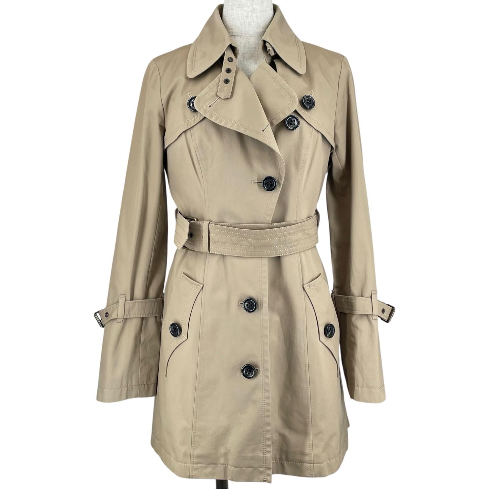 乐天商城 - 美品▲BURBERRY BLUE LABEL バーバリーブルーレーベル コットン100% ライナー付き トレンチコート ベージュ 38 正規品 レディース【中古】