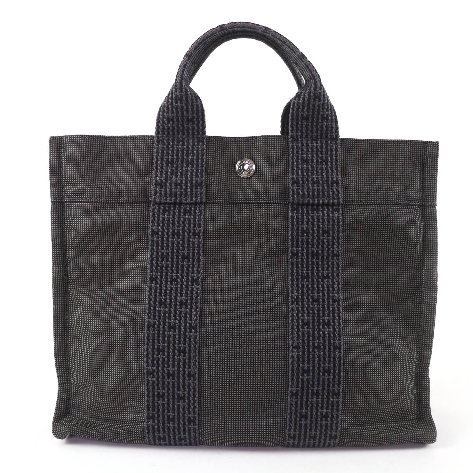 乐天商城 - 美品☆HERMES エルメス エールライン PM 鍵・カデナ付 セリエ金具 キャンバス トートバッグ ハンドバッグ グレー フランス製 レディース 【中古】