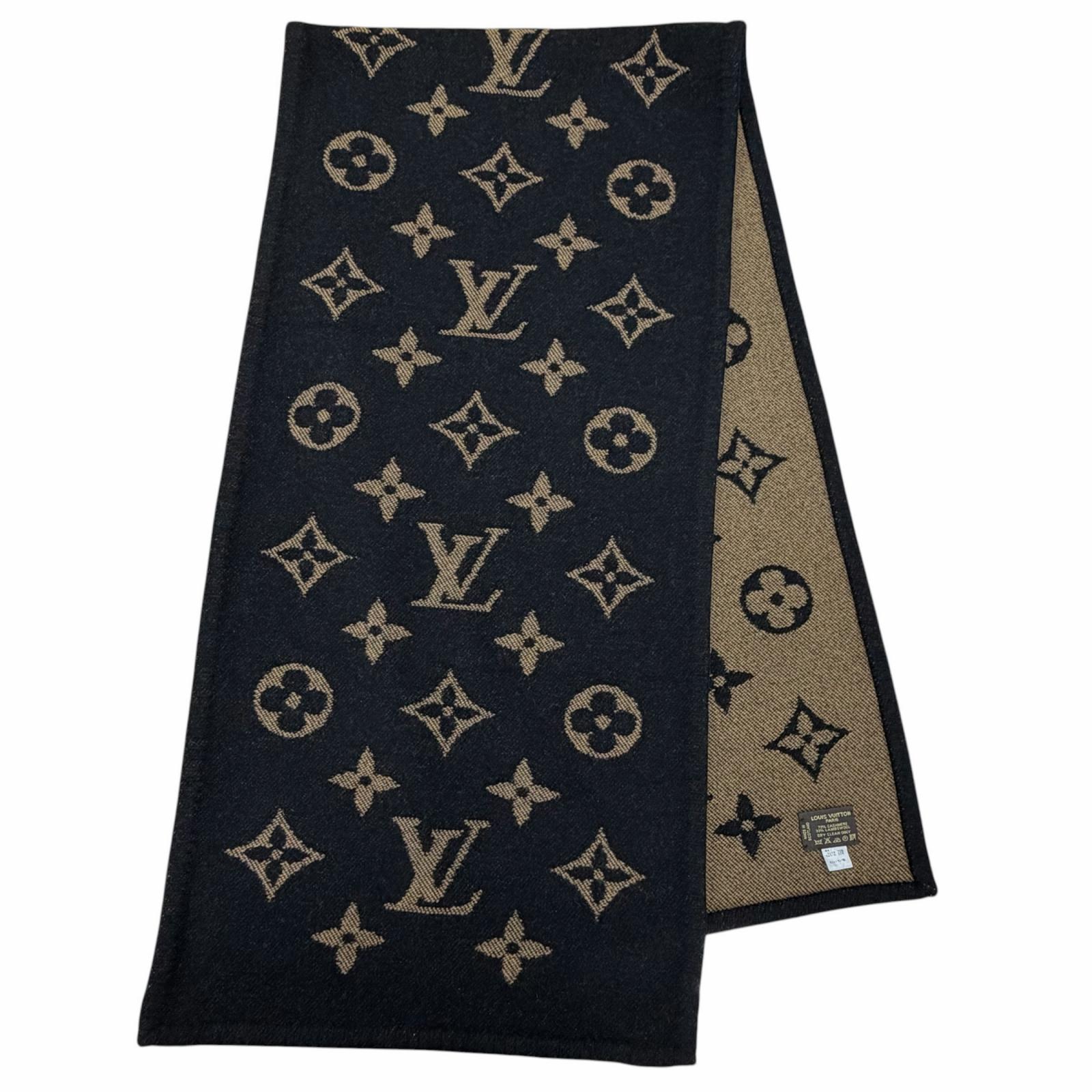樂天商城 - 美品◇LOUIS VUITTON ルイヴィトン カシミヤ ウール モノグラム ブランケット ブラック ブラウン スコットランド製 正規品 レディース 【中古】