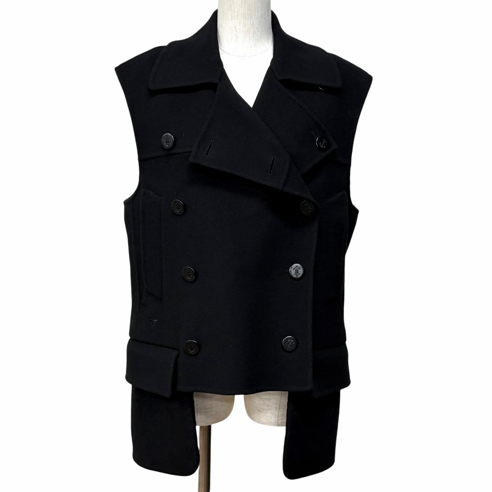 Rakuten - 極美品★Christian Dior クリスチャンディオール 350G18A0060 ウール カシミヤ混 マイクロカナージュ キルティングライナー付 ベスト ブラック 44 イタリア製 正規品 レディース 【中古】