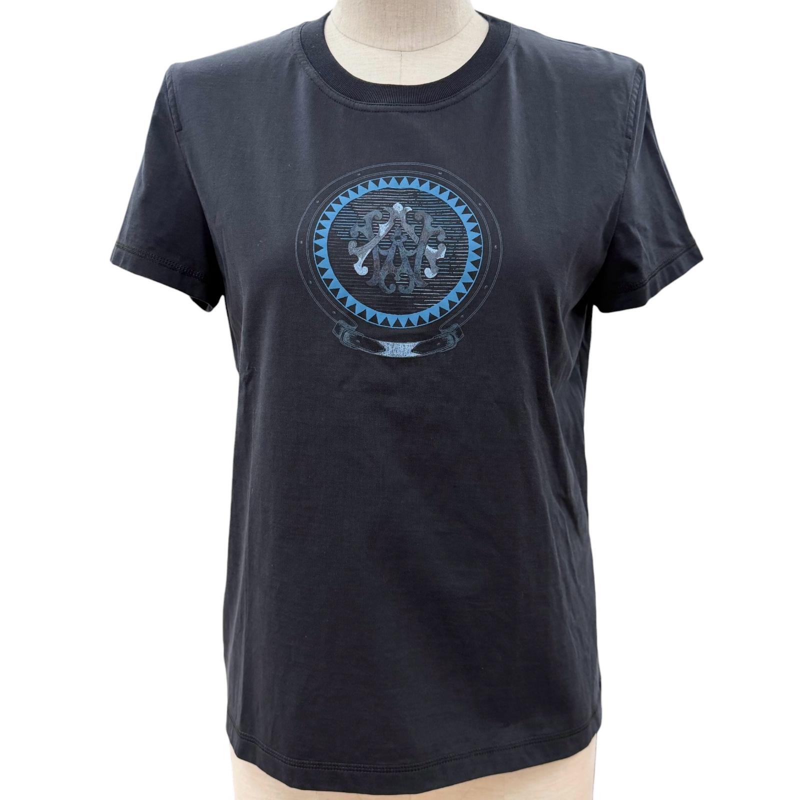 樂天商城 - 極美品▼HERMES エルメス 25SS 5H4629DA カルトゥッシュ クルーネック ショートスリーブ 半袖Tシャツ ダークネイビー 36 フランス製 正規品 レディース 【中古】