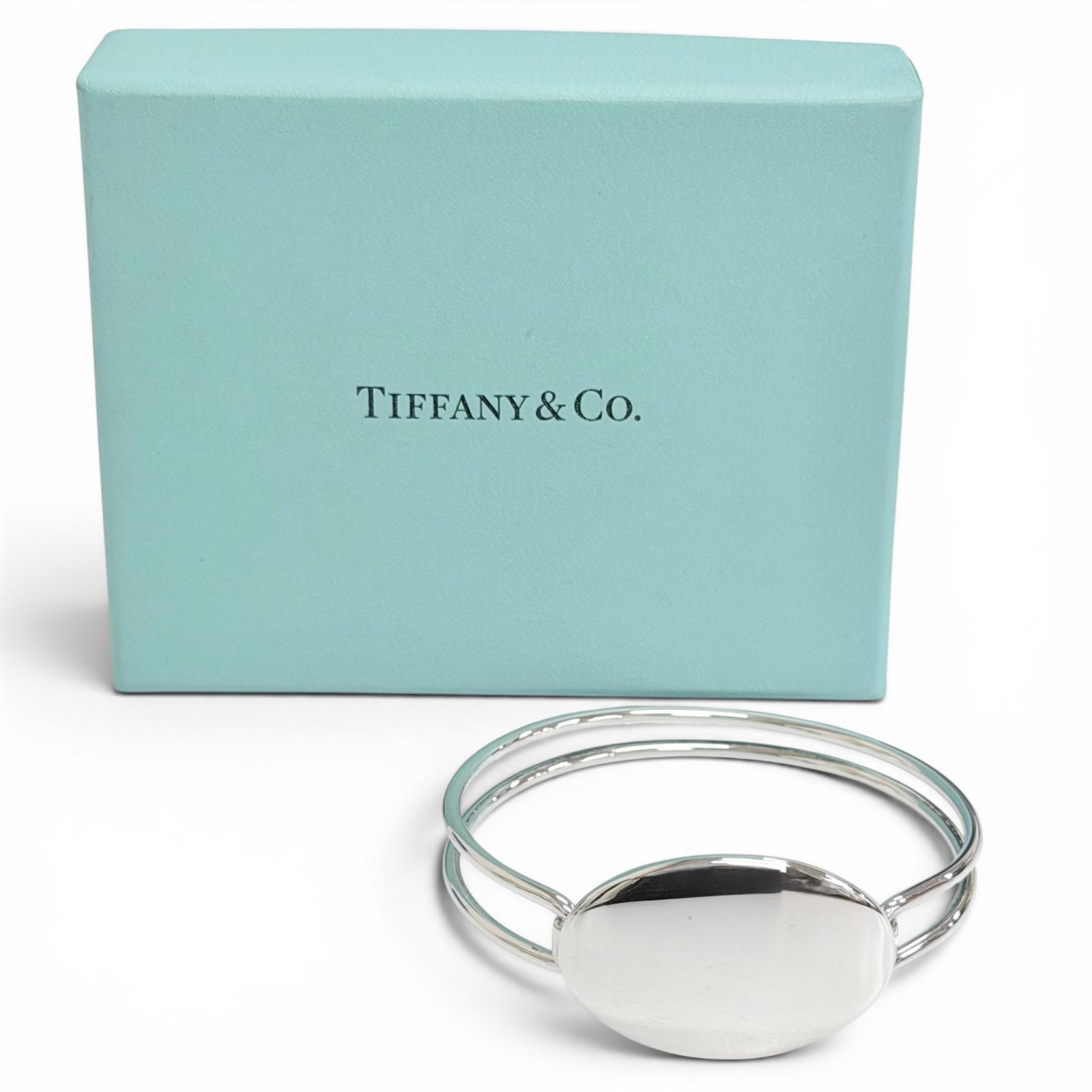 衣類&ブランドリサイクル GREENの【ポイント5倍】極美品△TIFFANY&Co. ティファニー ヴィンテージ オーバル ID バングル ブレスレット アクセサリー925 シルバー 重量32.1g レディース 箱付き 【中古】｜アングル2