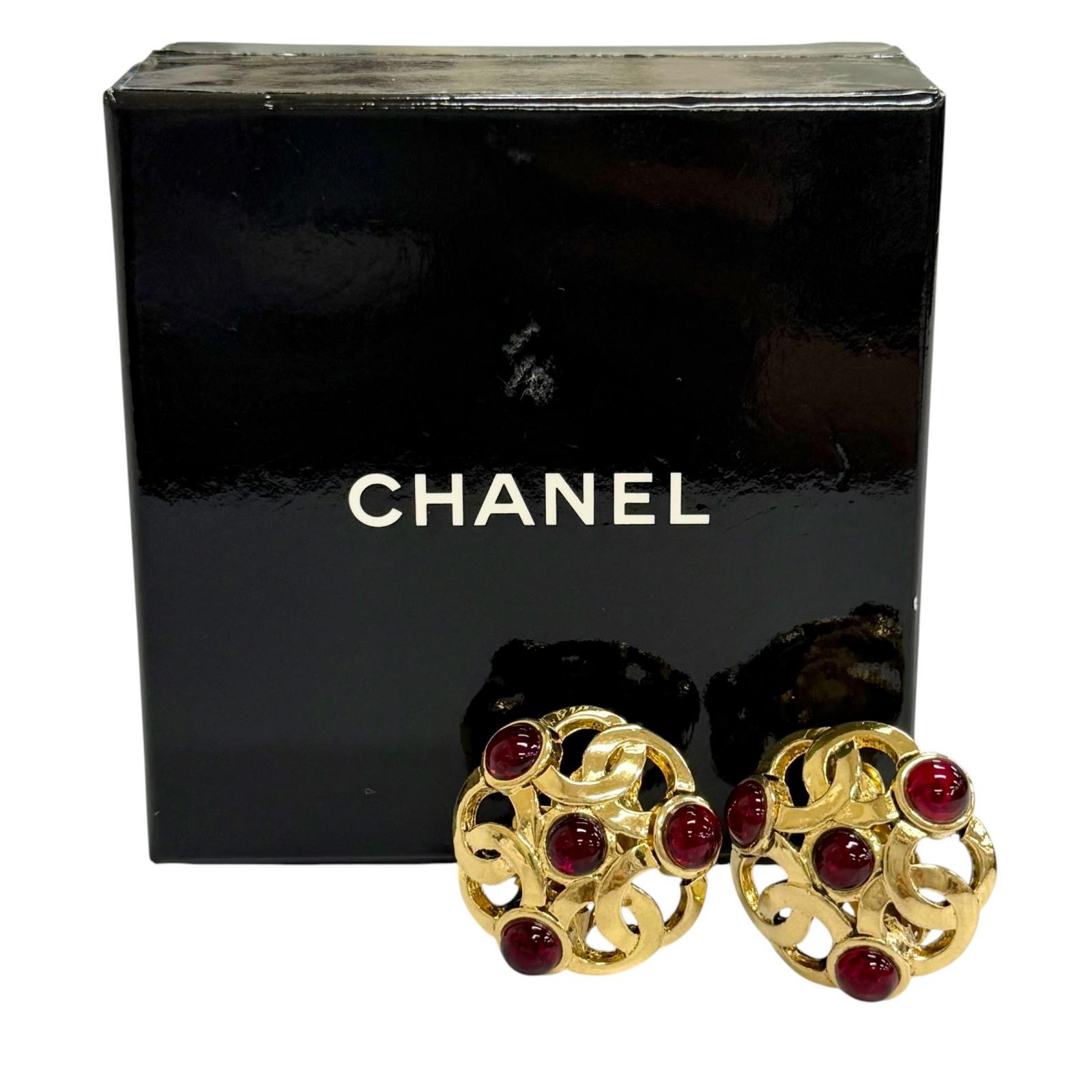 美品△CHANEL シャネル ヴィンテージ 25 グリポア ココマーク イヤリング アクセサ...