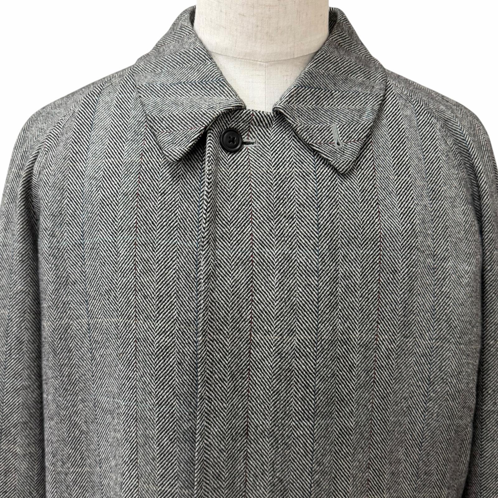 美品 Burberrys バーバリー ヘリンボーン ストライプ柄 カシミヤ混 フライフロント ステンカラーコート チャコールグレ green0501-10220094 衣類&ブランドリサイクル GREEN サンプル画像2