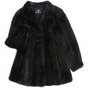 極美品▼MARIO VALENTINO マリオヴァレンティノ BLACKGLAMA ブラックグラマ MINK ミンク 裏地ロゴ柄 本毛皮コート ダークブラウン 毛質艶やか・柔らか◎【中古】