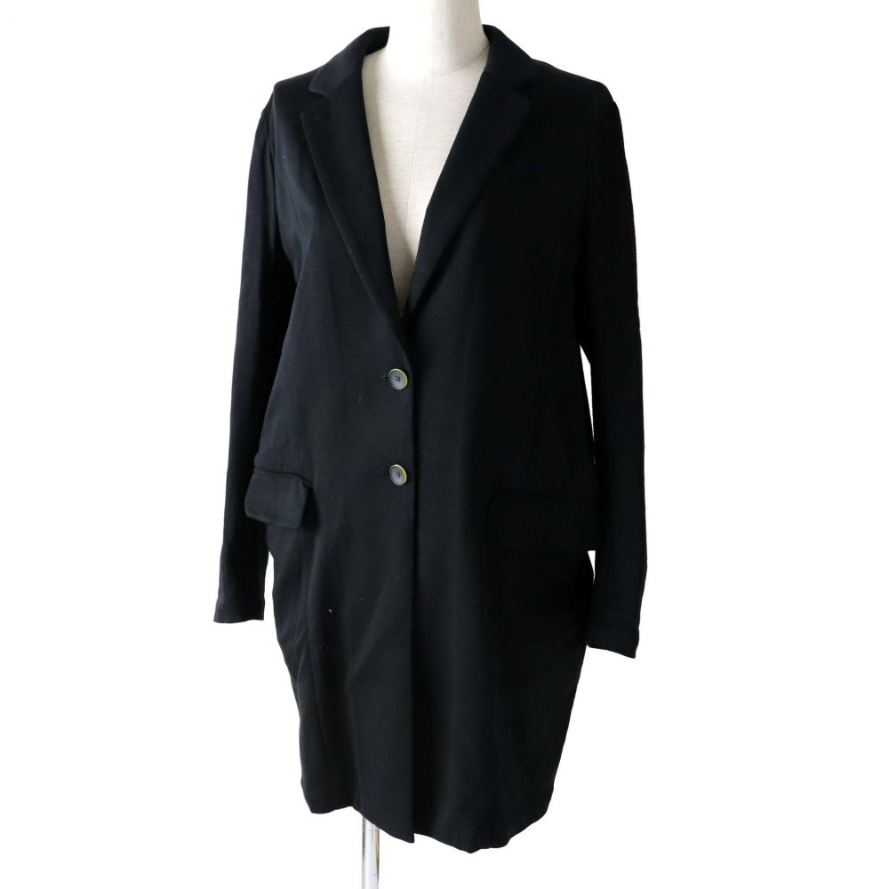 中古 ポールスミス 美品 正規品 Paul Smith ポールスミス レディース コットン レディース 美シルエット コットン ロングジャケット ブラック サイズ40 衣類 ブランドリサイクル Green