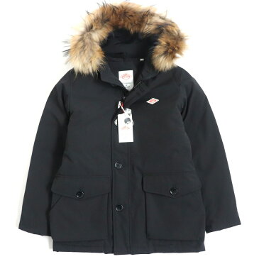 未使用品▼DANTON ダントン 20A-FA-001 ロゴワッペン ラクーンファー・フード付き ダブルZIPUP ダウンジャケット ブラック 38 正規品 タグ付き【中古】