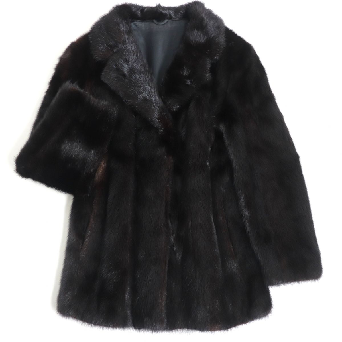 買い付け店舗 美品▽MINK ミンク 本毛皮コート ダークブラウン 大きめ