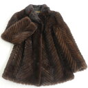 美品★BRONZE FUR MINK ミンク デザイン 本毛皮コート ブラウン 11号 毛質艶やか 柔らか◎【中古】