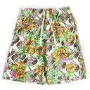 未使用品□21SS グッチ×ザ ノースフェイス 654771 シルク100％ 総柄 FLORAL LOGO SHORTS ハーフパンツ マルチカラー 46 イタリア製 正規品【中古】