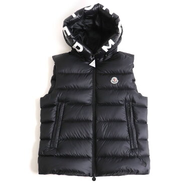 極美品□21-22AW MONCLER/モンクレール MONTREUIL GILET ロゴワッペン フーデッド ダブルジップ ダウンベスト/ジレ ブラック 1 正規品【中古】