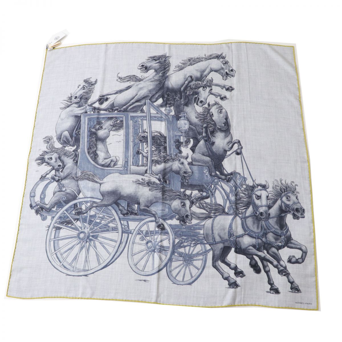 未使用◎正規品 22SS HERMES エルメス カレ100 グラン・キャロス・ロワイヤル カシミヤ×シルク スカーフ グレー系 箱・タグ付 フランス製【中古】のサムネイル