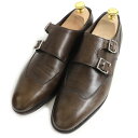 美品□JOHN LOBB/ジョンロブ EMBER/エンバー LAST 7000 ウィングチップ ダブルモンクストラップ レザーシューズ ブラウン 6 イングランド製【中古】