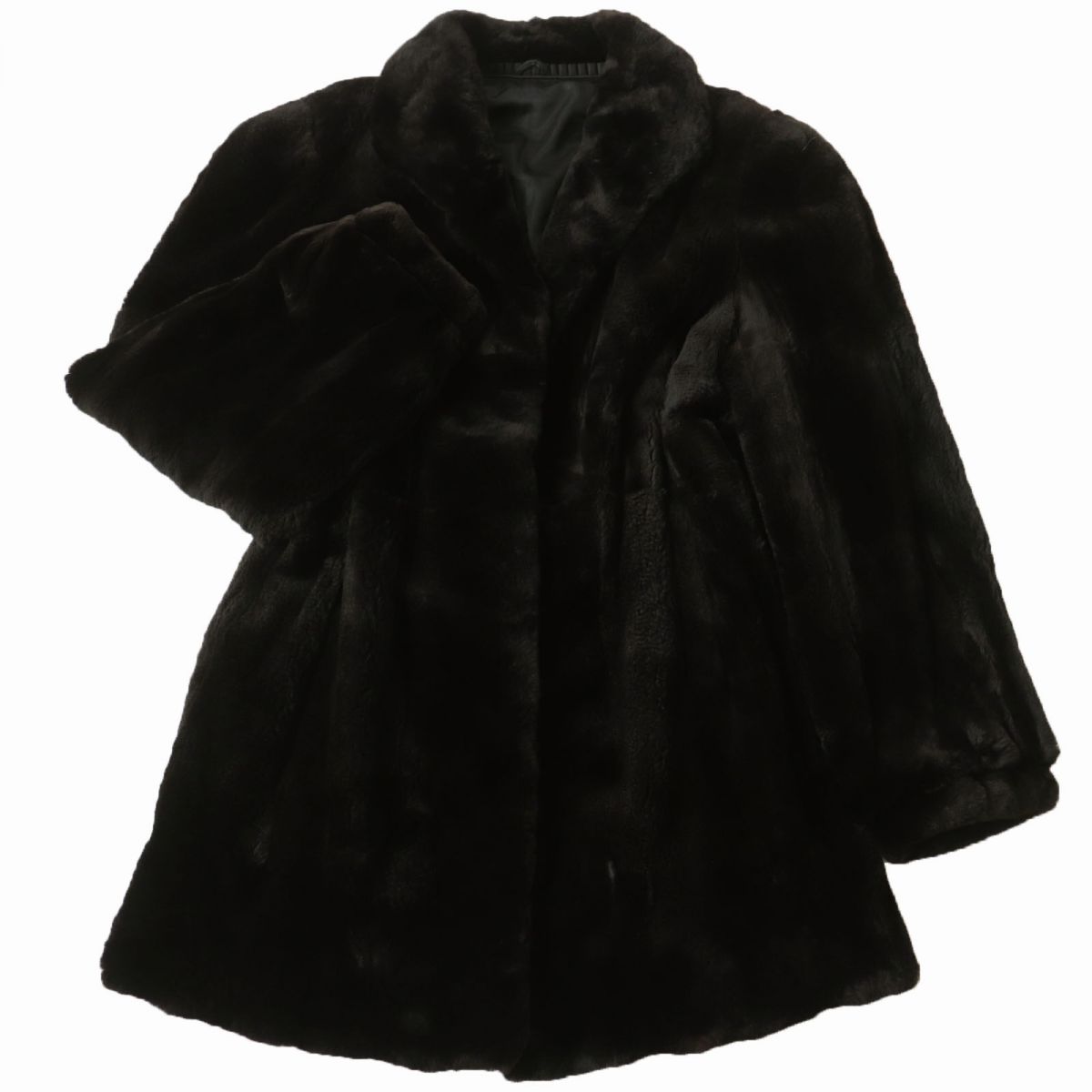 極美品☆MINK シェアードミンク 本毛皮コート ダークブラウン 15号 毛質艶やか・柔らか◎【中古】