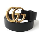 未使用品☆GUCCI グッチ 397660 ゴールドバックル GGマーモント レザーベルト 90/36 ブラック×ゴールド イタリア製 保存袋付き メンズ【中古】