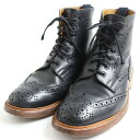 良品●Tricker's トリッカーズ M2508 MALTON/モールトン レザー レースアップ ブローグ カントリーブーツ ブラック 9.5 イングランド製 【中古】