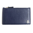 美品▼BALENCIAGA バレンシアガ 601348 シルバーロゴ金具 レザーコインケース/財布 ネイビー メンズ 箱・保存袋付き【中古】