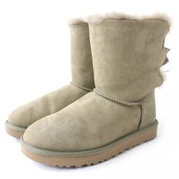 美品△UGG australia アグ 1016225 BAILEY BOW 2 ベイリー ボウ 2 レディース バックリボン付 ムートンブーツ ベージュ系 8 箱付き◎【中古】