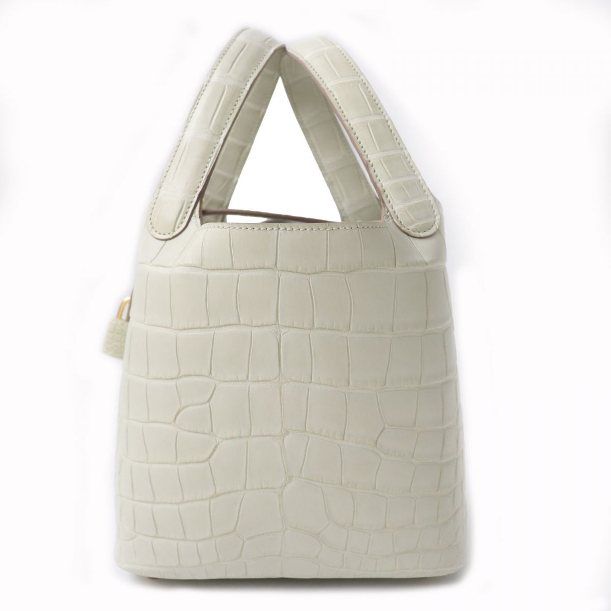 未使用品★HERMES エルメス ピコタンロック PM クロコダイル アリゲーターマット べトン ゴールド金具 ハンドバッグ U刻 仏製 箱・保存袋付【中古】のサムネイル