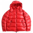 美品△国内正規品 MONCLER モンクレール MAYA マヤ ロゴワッペン付き フーデッド ダブルジップ ダウンジャケット レッド 4 メンズ 冬物◎【中古】