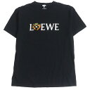 美品□21SS LOEWE/ロエベ H526Y22J23 パンジーアップリケ アナグラム刺繍 クルーネック 半袖Tシャツ/カットソー ブラック XS 正規品 メンズ【中古】