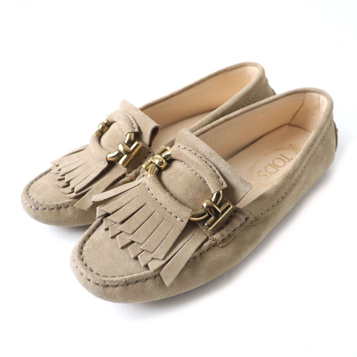 美品★TOD’S トッズ XXW00G0AW70RE0S812 Tリング スウェードレザー ドライビングシューズ／ローファー TABACCO CHIARO 36 伊製 箱・袋付【中古】