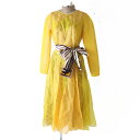 未使用品◎正規品 イタリア製 FENDI フェンディ 19AW FDA660 スカーフベルト付き Yellow Monogrammed Dress シースルー ロングワンピース42【中古】