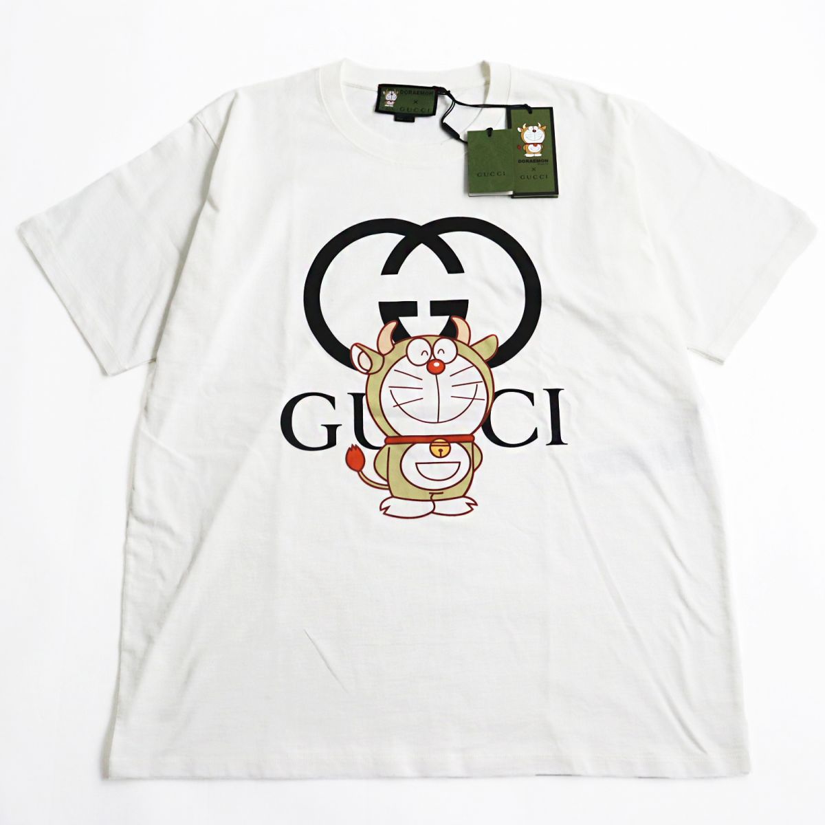 未使用品●GUCCI グッチ×ドラえもん 616036 ロゴプリント クルーネック ウシえもんプリントT 半袖カットソー/Tシャツ L 伊製 正規品【中古】のサムネイル
