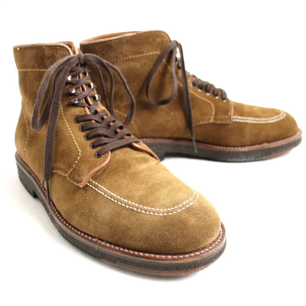 【中古】良品◆ALDEN　オールデン　40553H　スウェードレザー　インディーブーツ　ブラウン　7 1/2　USA製　箱・保存袋付き　メンズ