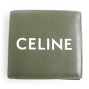 未使用品□CELINE/セリーヌ 10B653DME BIFOLD WALLET バイフォールド ロゴ 二つ折 レザーコンパクトウォレット/札入れ ダークオリーブ 伊製【中古】