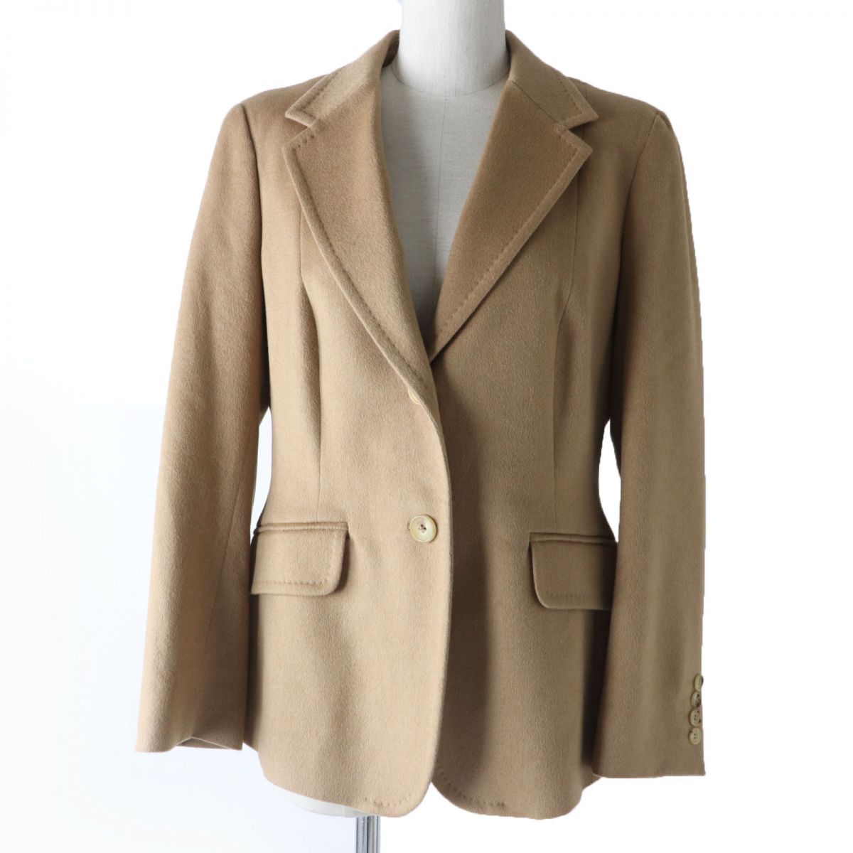 未使用品☆正規品 白タグ MaxMara マックスマーラ キャメル100％ テーラードジャケット キャメル 44 レディース イタリア製 シンプル◎【中古】のサムネイル