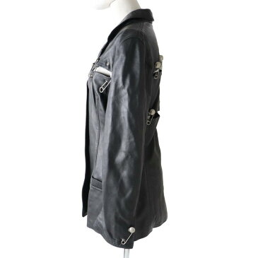 【中古】美品◎名作 ジャンニ ヴェルサーチ レディース ヴィンテージ ラムスキン レザージャケット メデューサボタン・安全ピン セーフピン 黒 約M