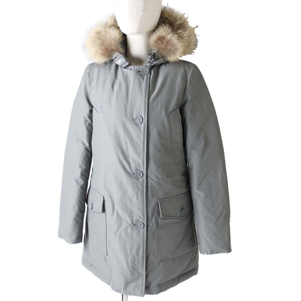 【中古】美品◎人気 WOOLRICH／ウールリッチ レディース アークティックパーカ／ラクーンファー・フード付き ダウンコート グレー サイズXS