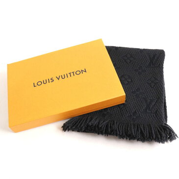 【中古】良品◆LOUIS VUITTON ルイヴィトン M72431 エシャルプ・ロゴマニア ウール×シルク フリンジ マフラー アントラシット 正規品 伊製