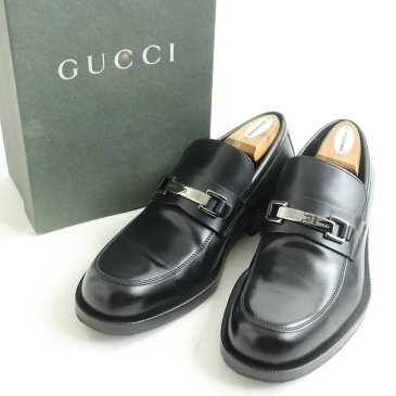 【ドンドン見直し】【中古】美品■伊製 GUCCI グッチ カーフレザー ホースビットローファー/ドレスシューズ ブラック 40E メンズ 箱付き
