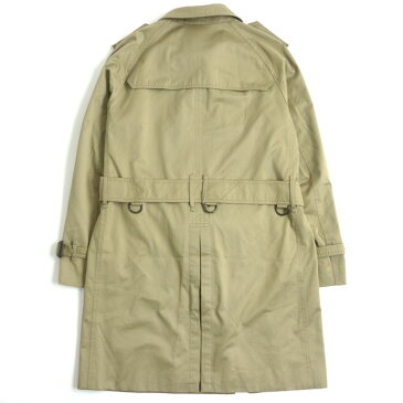 【中古】良品△正規品 BURBERRY LONDON バーバリーロンドン 裏地チェック柄 ベルト付き チンマスク馬革 ハーフトレンチコート カーキベージュ系 LL メンズ