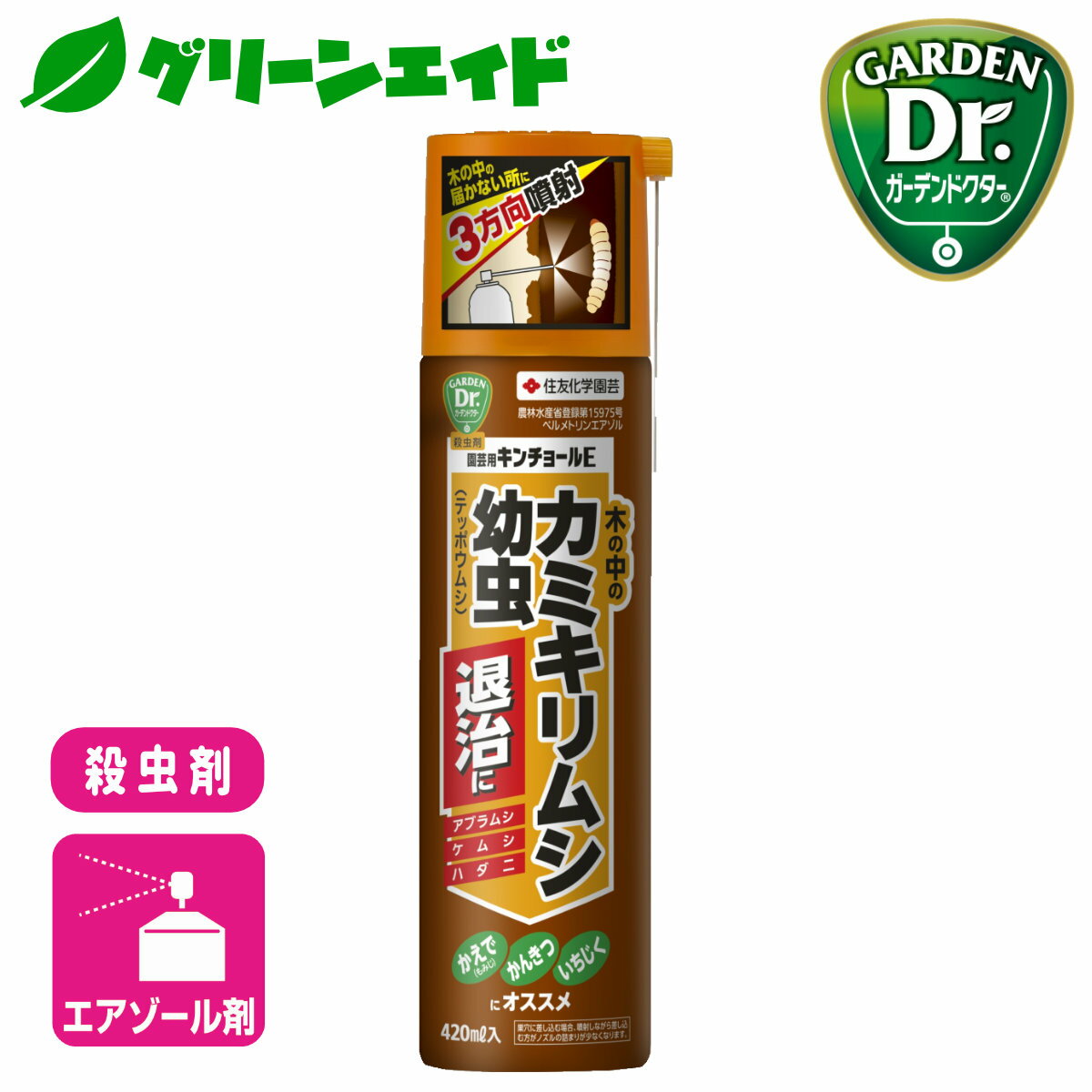 殺虫剤 カミキリムシ キンチョールE 420ml 住友化学園芸 果樹 園芸 果物 害虫 スプレー