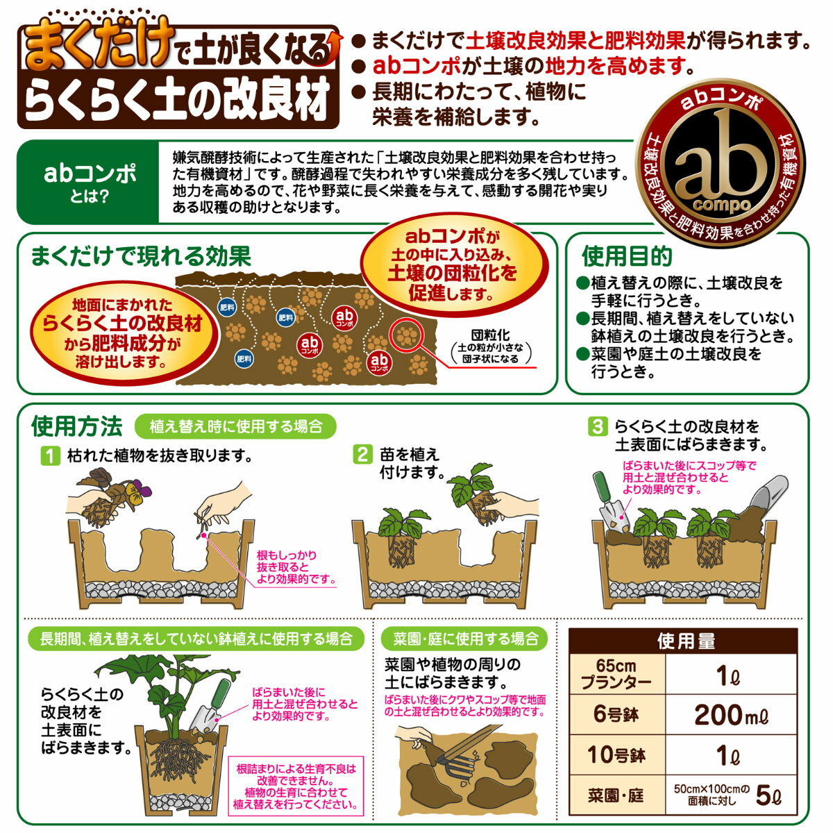 土壌改良材 らくらく土の改良材 5L 花ごころ ガーデニング 園芸 ビギナー向け 初心...