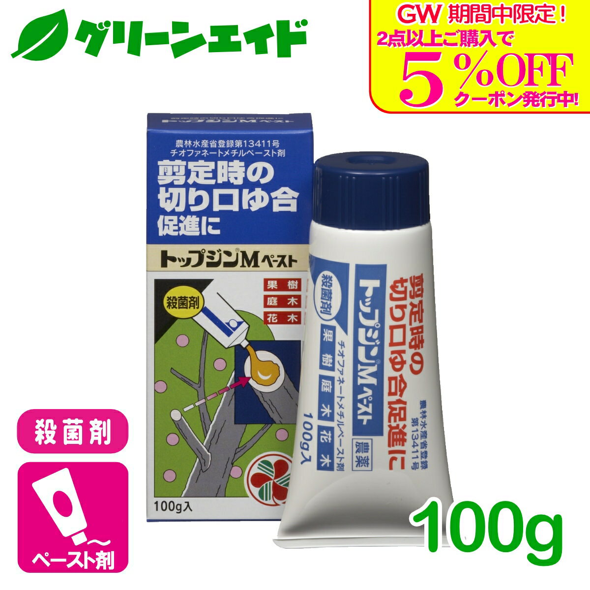 ＼GW限定！2点以上購入で使える5 OFFクーポン発行中！／殺菌剤 トップジンMペースト 100g 住友化学園芸 果樹 果物 家庭菜園 園芸 ガーデニング