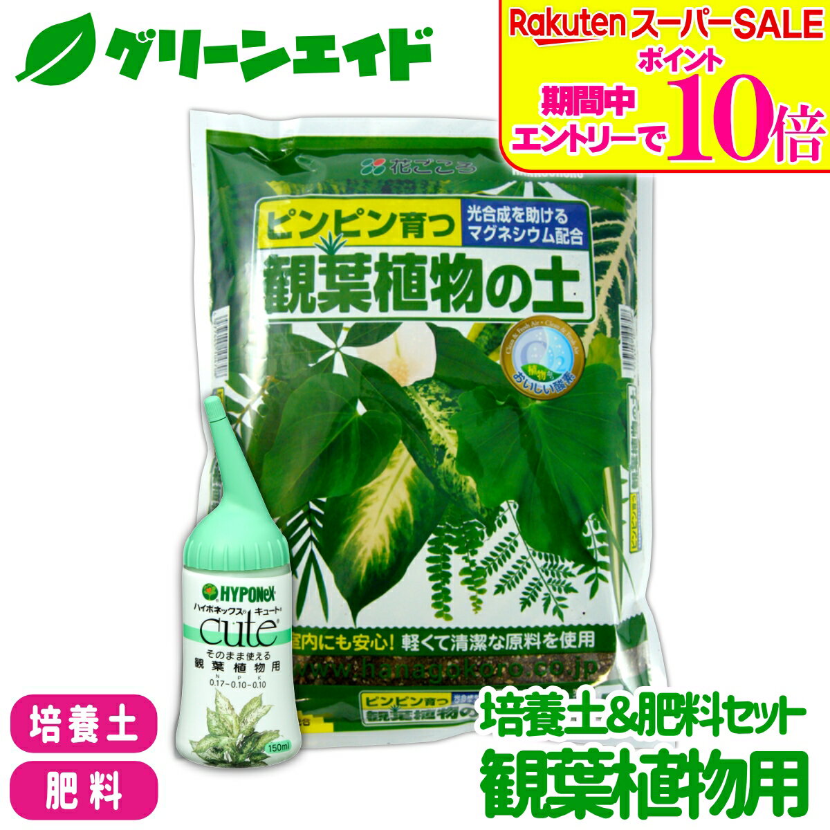 ＼エントリーで全品ポイント10倍キャンペーン実施中！／ 培養土＆肥料セット 観葉植物用 花ごころ ハイポネックス 観葉植物の土 5L キュート 観葉植物用 150ml 用土 液体肥料 液肥 観葉植物 ガーデニング 園芸