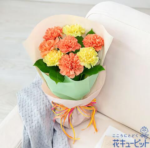 Tulip - 【カーネーションの花束（イエロー）】（521364・母の日・花束）(全国の花キューピット加盟店がお届けします）