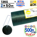 【楽天1位受賞】【100平米+選べる ピン+ワッシャー 各100個】【厚0.4mm】 耐用年数:約3〜5年(曝露) ザバーン 136G 2m×50m 砂利下シー...