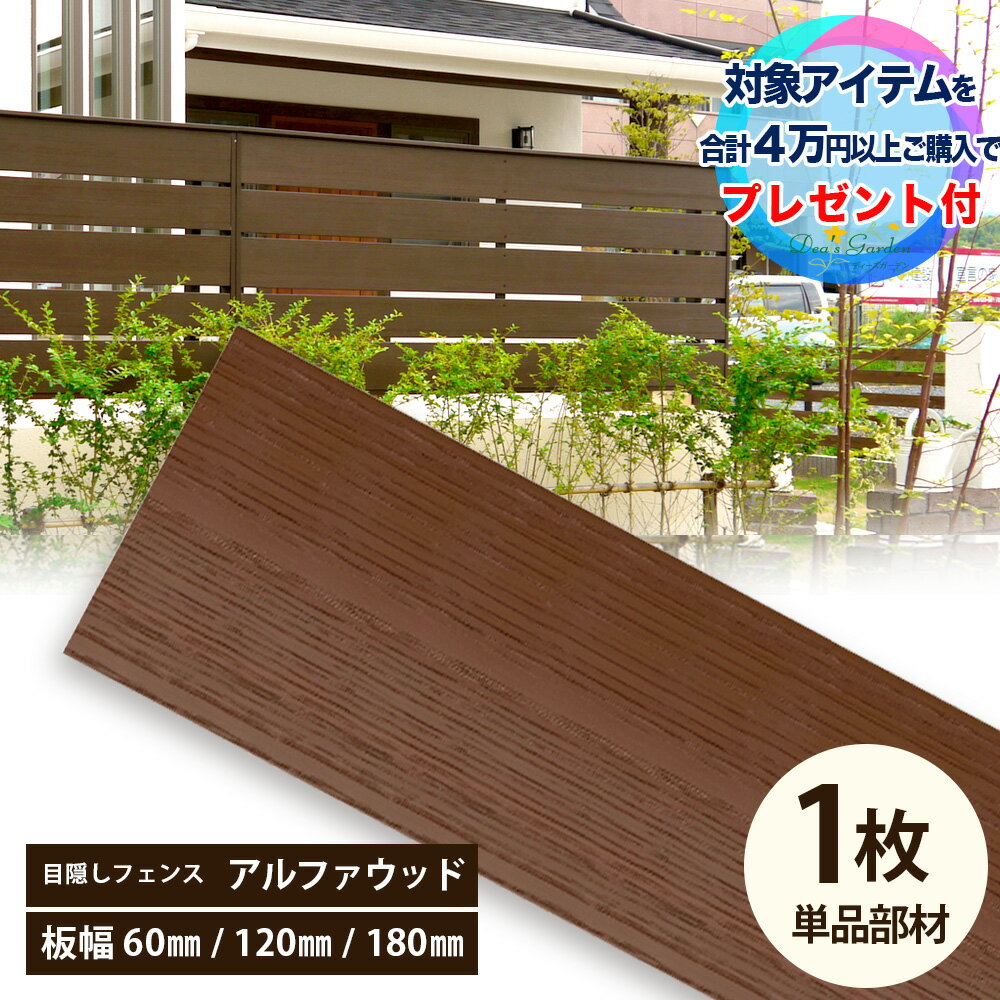 アルファウッド 板材1枚単品部材 横張りタイプ 樹脂製フェンス 目隠しフェンス 木目調フェンス ディーズガーデン