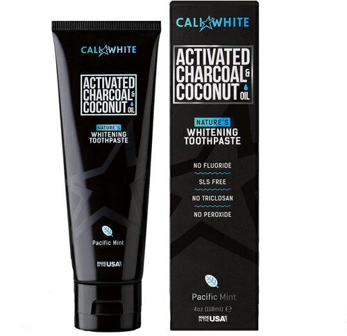 【追跡可能海外メール便】 Cali White Charcoal & Organic Coconut Teeth Whitening Toothpaste 4.0oz チャコール＆オーガニック ココナッツ 1本 ミント味 オーガニック ナチュラル ホワイトニング歯磨き粉　ホワイトニング　白い歯　虫歯予防