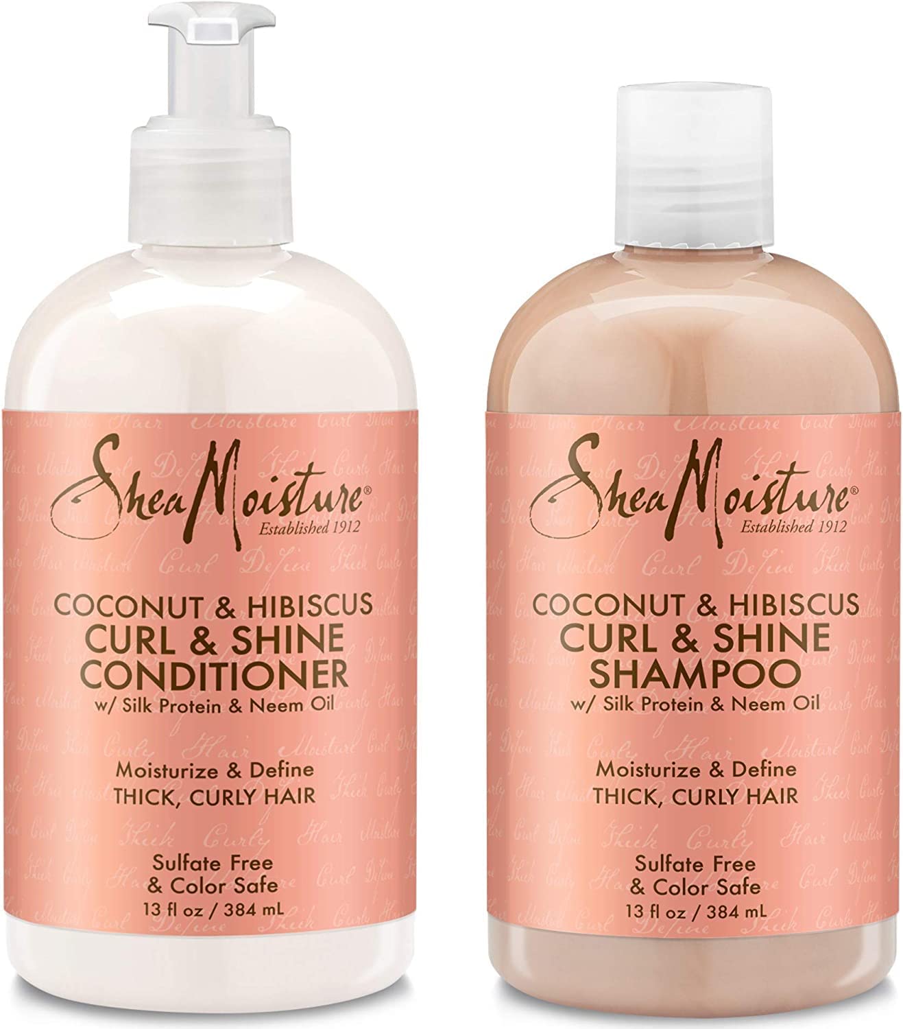 【エクスプレス便】Shea Moisture Shampoo＆Conditioner シアモイスチャー シャンプー コンディショナー セット Coconut Hibiscus ココナッツ＆ハイビスカス Curl Shine カールケア＆ツヤ ヘアケア 天然パーマ くせ毛