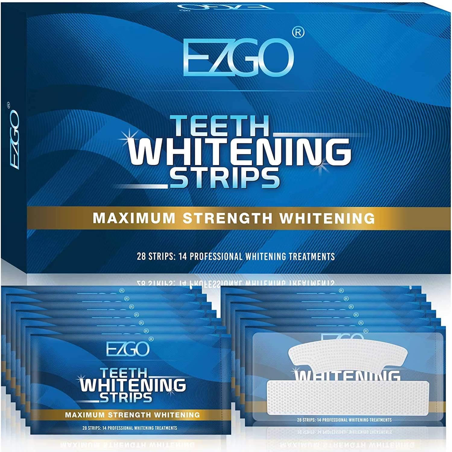  EZGO Teeth Whitening Strips, 28 Non-Sensitive White Strips Teeth Whitening Kit EZGO ホワイトニングテープ 28枚入り 14セット わずか30分でホワイトニング 白い歯 輝く笑顔 明るい歯に